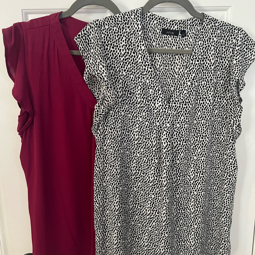 Apt. 9 Stylish Women's Tops - Black and White Pattern & Raspberry